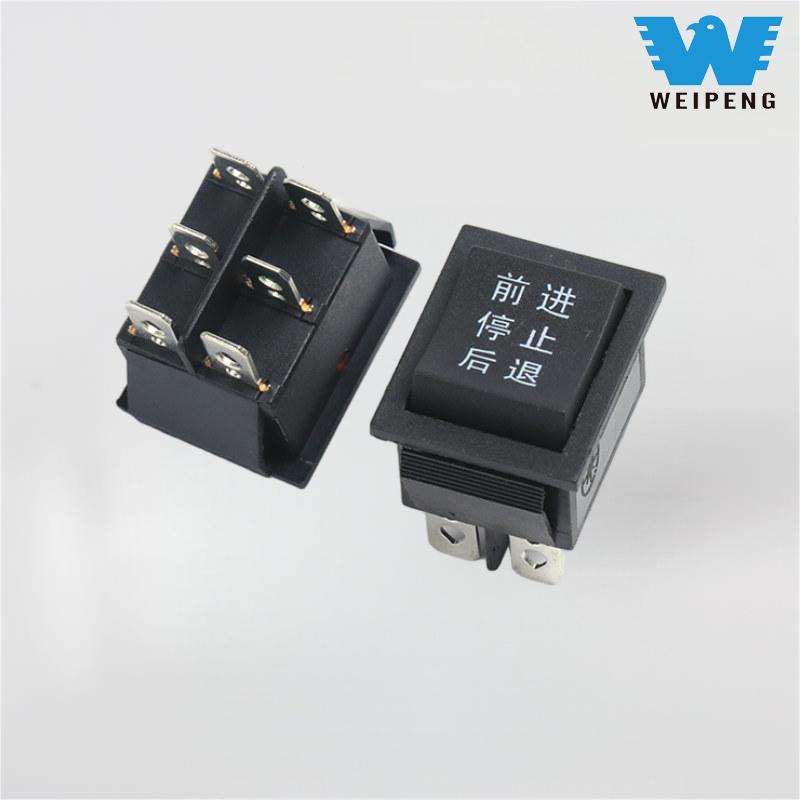 KCD4 noir 31*25mm 6 broches 3 positions 16A 250V interrupteur à bascule