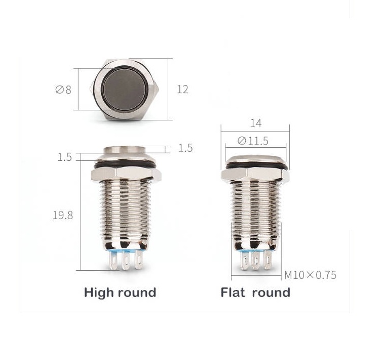 Pièces d'auto de commutateur de réinitialisation de bouton poussoir étanche