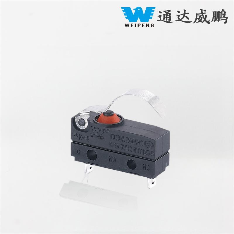 Weipeng 10A poignée pliée fil de sortie latérale IP67 fabricant de micro-interrupteurs pour siège de voiture